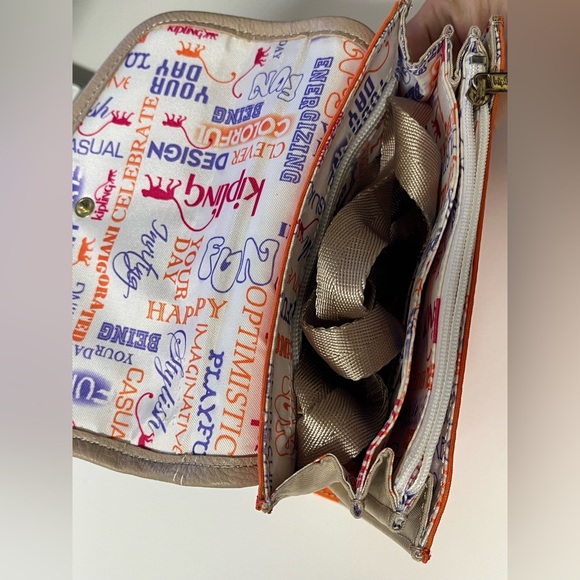 Kipling Orange / Tan Nylon Small Crossbody Wallet and Clutch - Picture 4 of 6